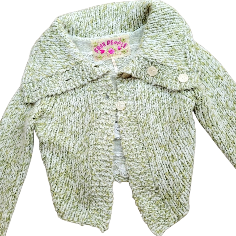Free People Green Knit Cardigan